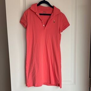Girls Ralph Lauren Polo Dress Size M (8–10) Peach Coral Short Sleeve EUC